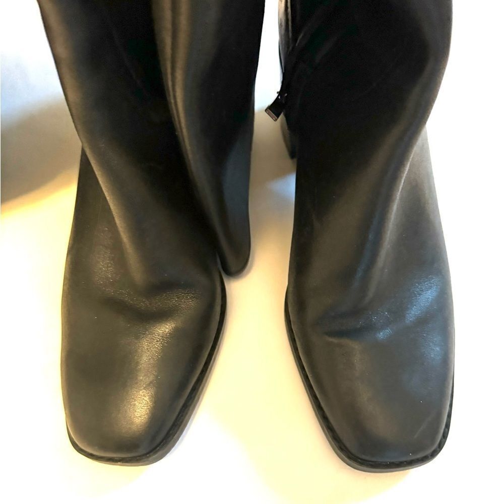 27 Edit Womens Edda Black Leather Wide Calf Tall Knee-High Boots - Picture 12 of 13